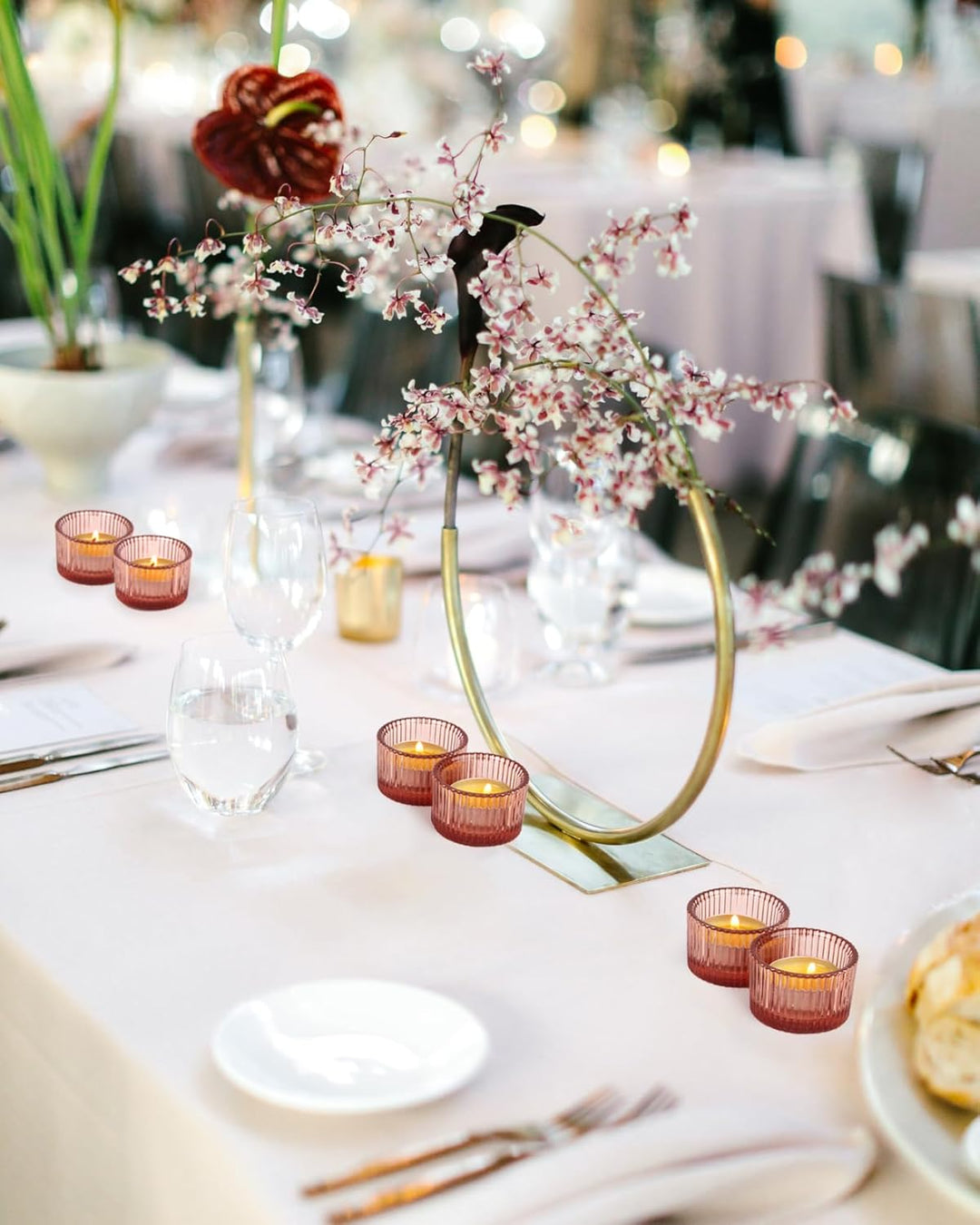 HofferRuffer Teelichthalter, 12 Stück, Glas-Teelichthalter für Abendessen, Hochzeit, Party, Weihnach