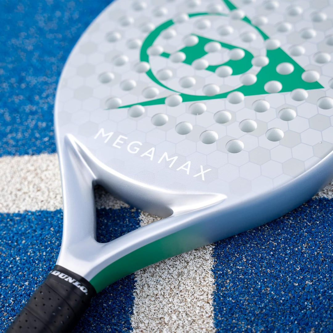 DUNLOP Padel Bat Megamax Silver – Rundform, Graphit-Rahmen, Medium-Balance, Pro-Eva-Kern – Für Anfän