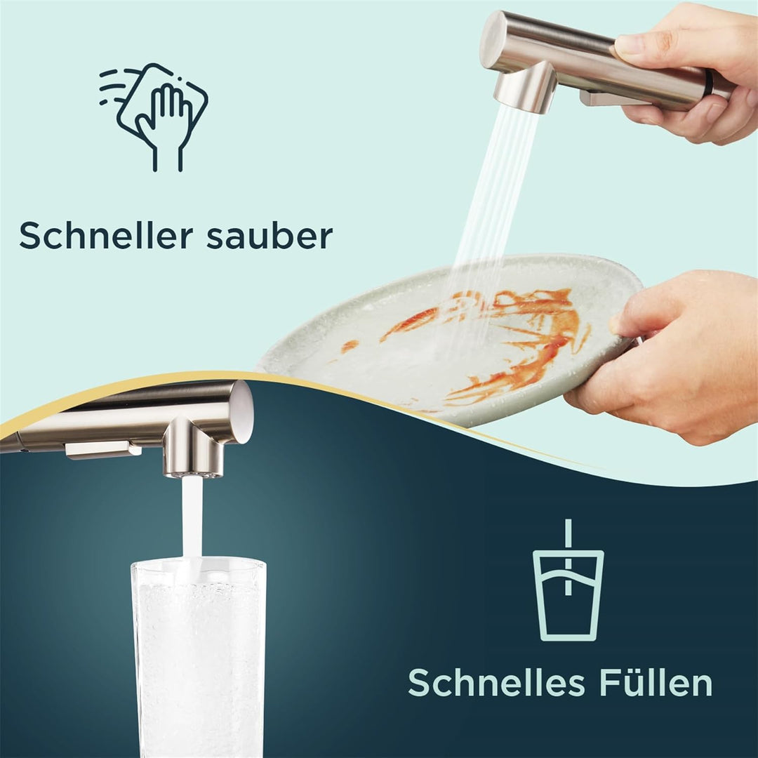 FORIOUS Wasserhahn, Hochdruck Küchenarmatur mit Brause Ausziehbar Armatur, Mischbatterie Spültischar