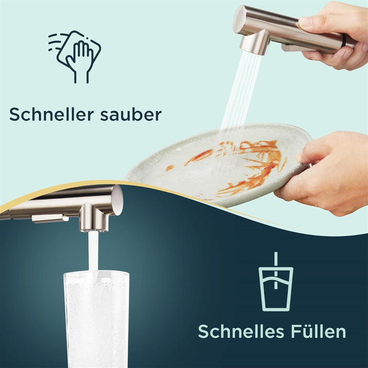 FORIOUS Wasserhahn, Hochdruck Küchenarmatur mit Brause Ausziehbar Armatur, Mischbatterie Spültischar
