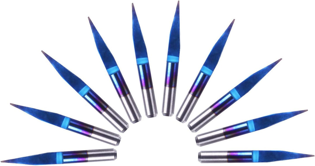 SainSmart Genmitsu 10Pcs Nano Blue Coat Gravierstichel, 15 Grad 0,1 mm Spitze 1/8"Schaft CNC Fräser