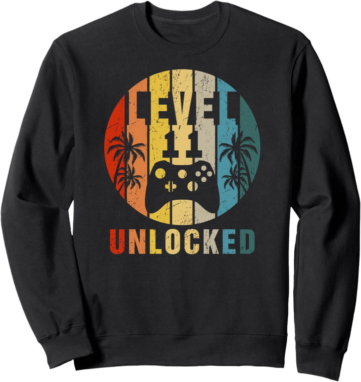 Level 11 freigeschalteter Vintage-Videospieler zum 11. Geburtstag Sweatshirt