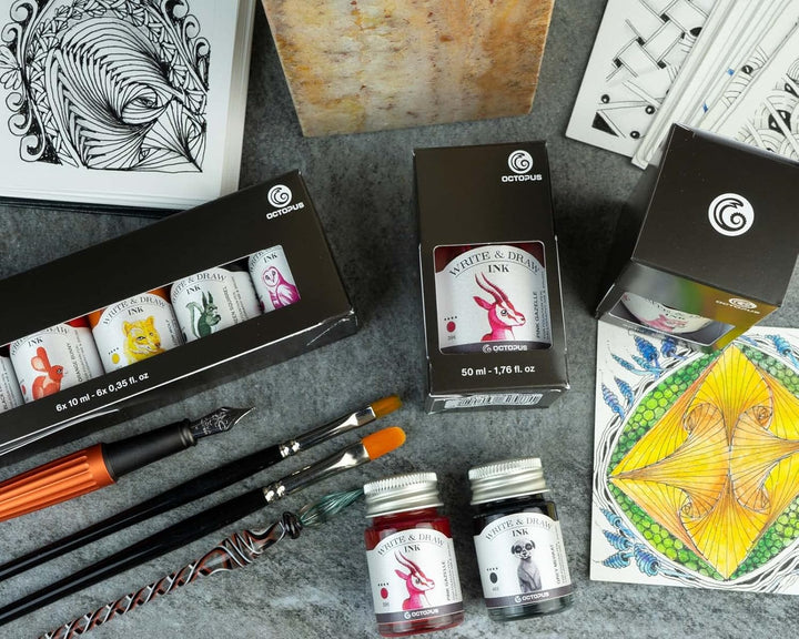 Octopus Write and Draw Ink 388 Red Koala, wasserfeste Tinte zum Schreiben und Zeichnen, Kalligraphie