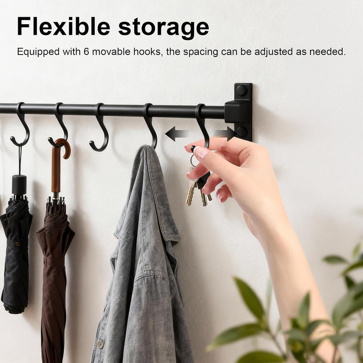 Hakenleiste Küche 80 cm, Aluminium Hängeleiste Küche, Stange für Küchenutensilien mit Beweglichen Ha