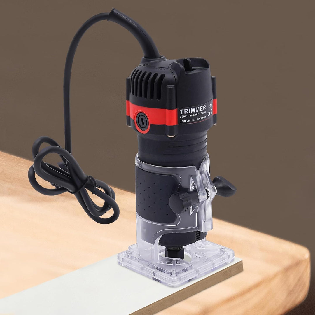 MINRS Oberfräse 800W Holzfräse Elektrische, Oberfräse Trimmer Einhandfräse 6,35mm Durchmesser Kanten