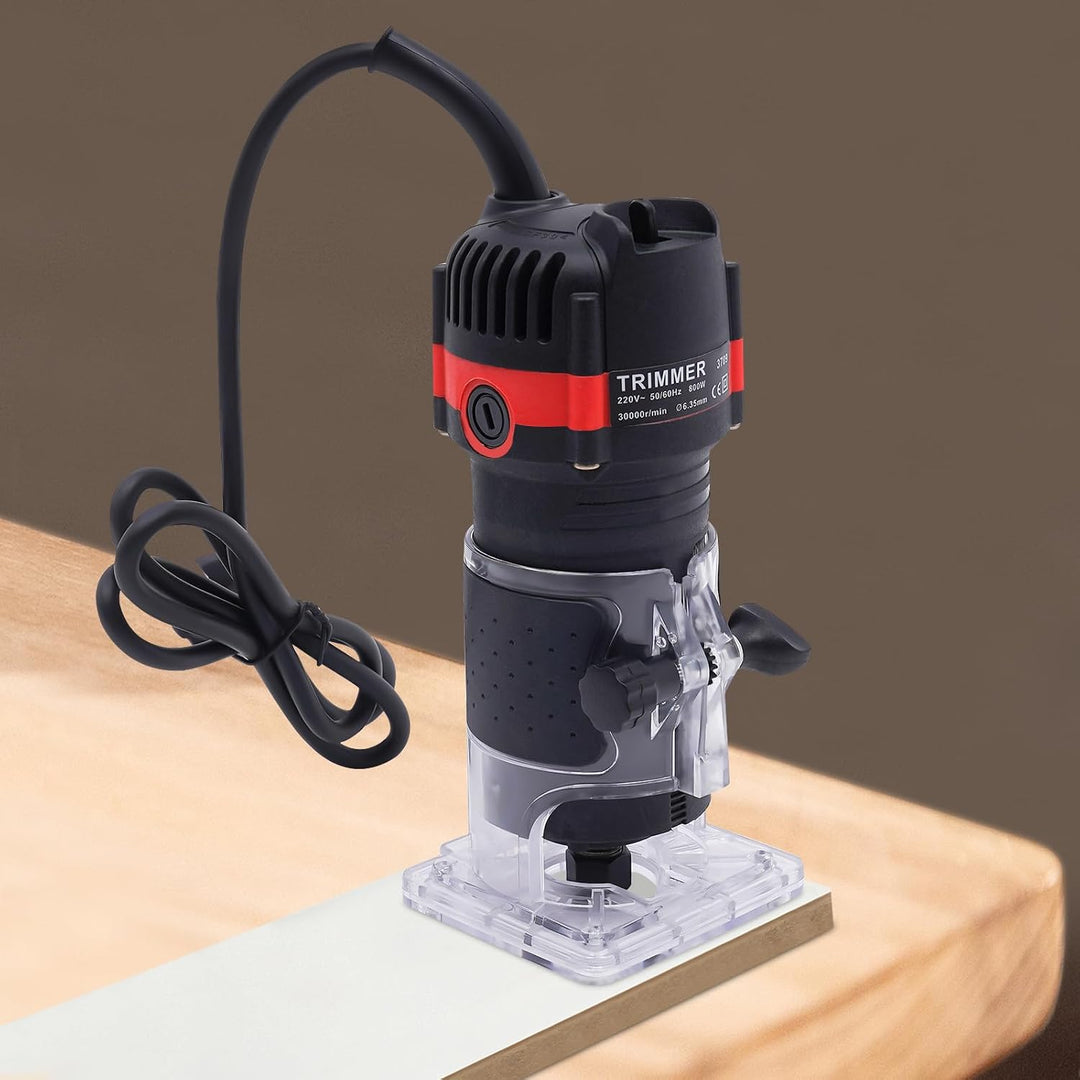 MINRS Oberfräse 800W Holzfräse Elektrische, Oberfräse Trimmer Einhandfräse 6,35mm Durchmesser Kanten