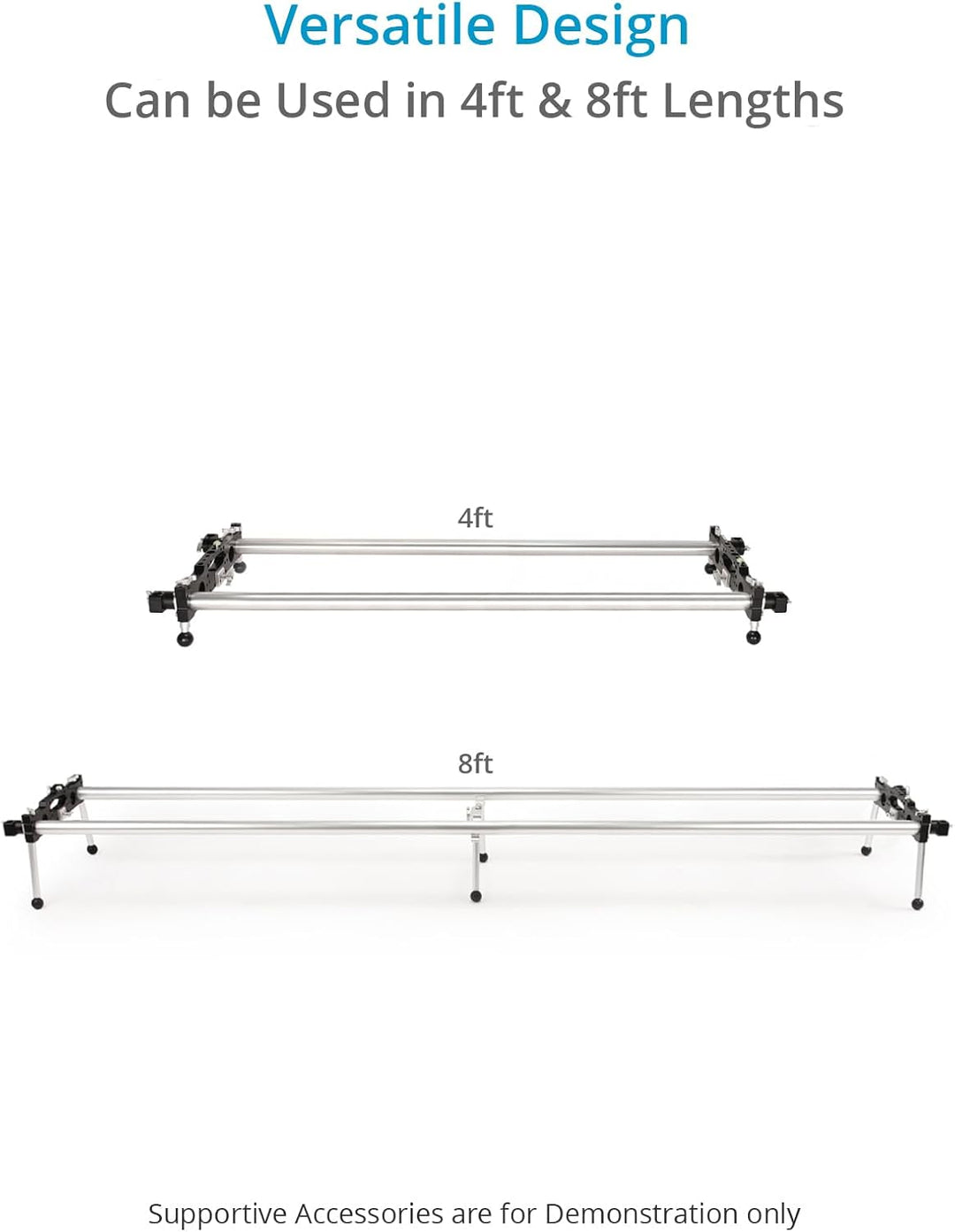 PROAIM 8ft Track Aluminiumrohr-Kit für Polaris Dolly | Werkzeugloses gerades Fahrgleis mit Schienend