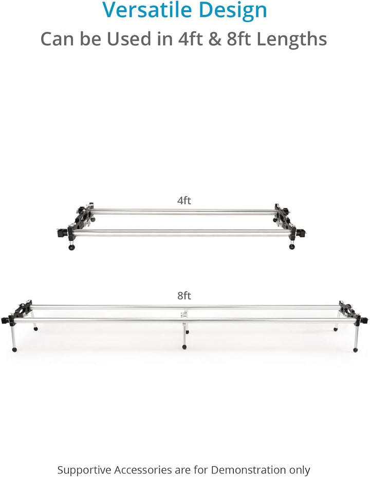 PROAIM 8ft Track Aluminiumrohr-Kit für Polaris Dolly | Werkzeugloses gerades Fahrgleis mit Schienend