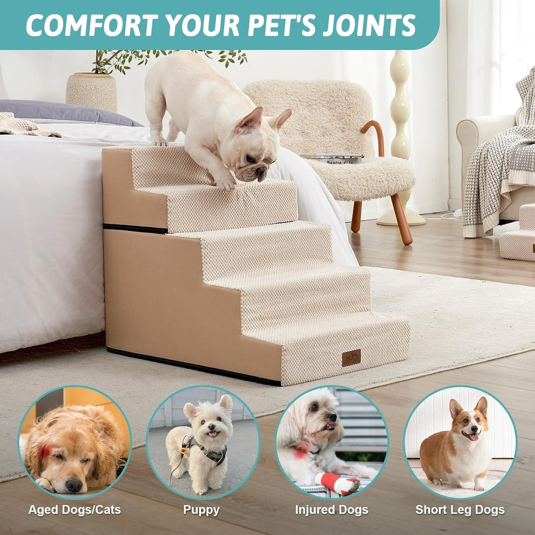 COZY KISS Hundetreppe für Kleine Hunde 60cm, 2-in-1 Haustiertreppe für Couch Bett Sofa, rutschfeste