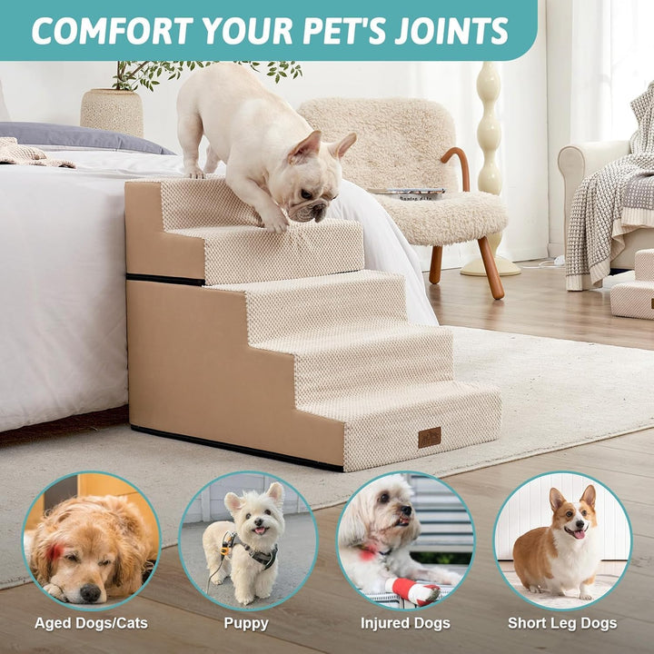 COZY KISS Hundetreppe für Kleine Hunde 60cm, 2-in-1 Haustiertreppe für Couch Bett Sofa, rutschfeste