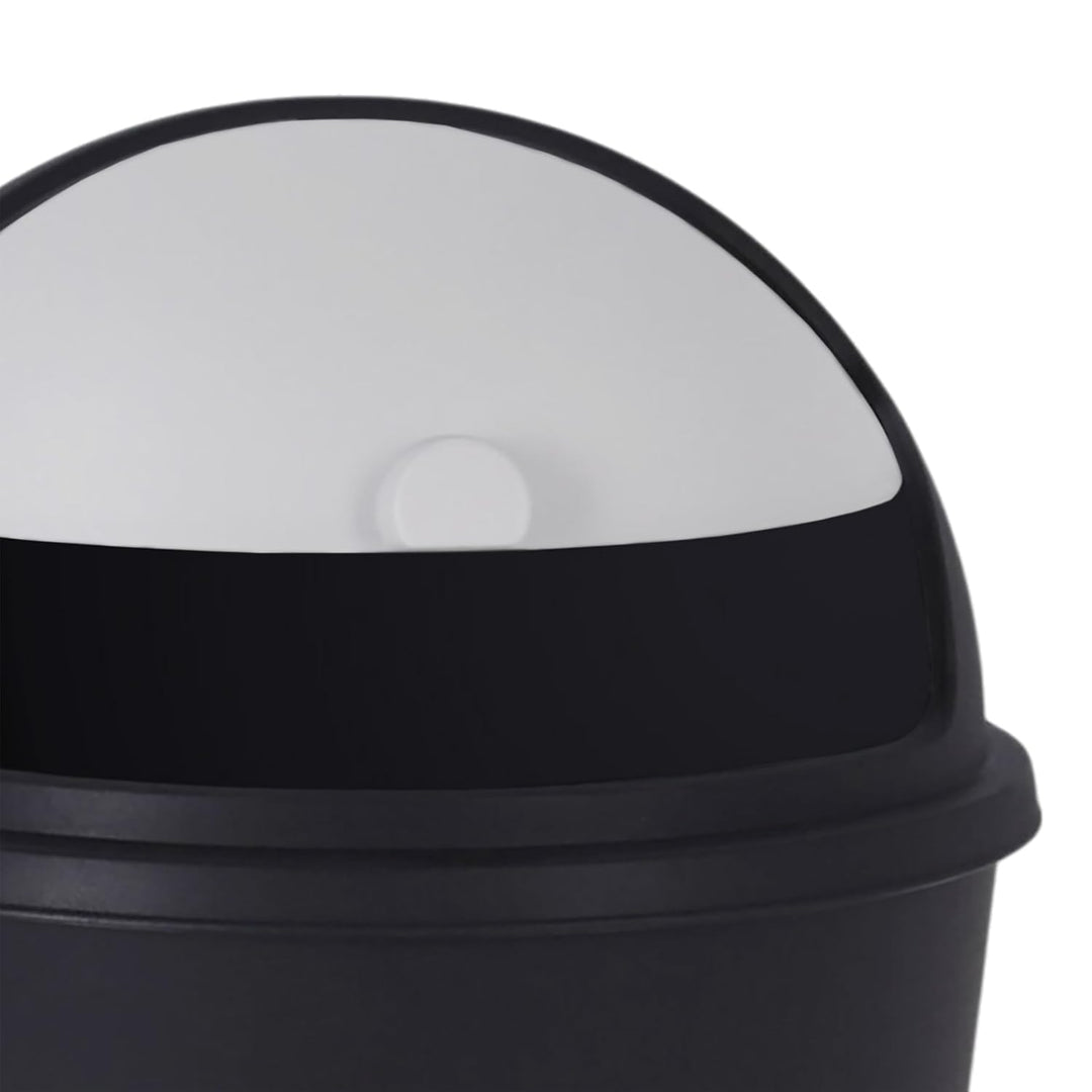 Spetebo XL Abfalleimer mit Schiebedeckel schwarz - 50 L - Runder Mülleimer mit Kuppel Deckel - Kosme
