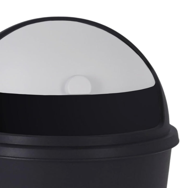 Spetebo XL Abfalleimer mit Schiebedeckel schwarz - 25 L - Runder Mülleimer mit Kuppel Deckel - Kosme