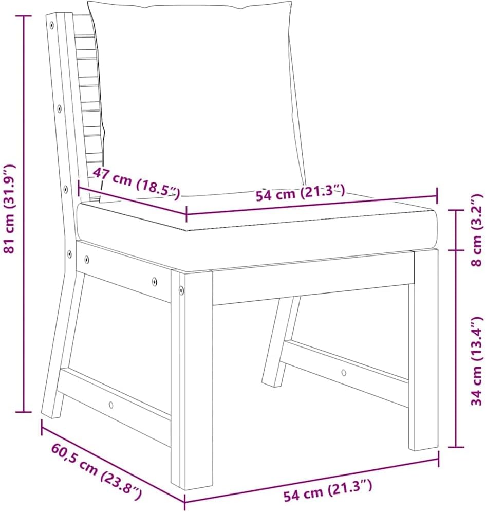 vidaXL Akazienholz Massiv Mittelsofa Modular mit Cremeweissen Kissen Sofa Lounge Gartensofa Sessel G
