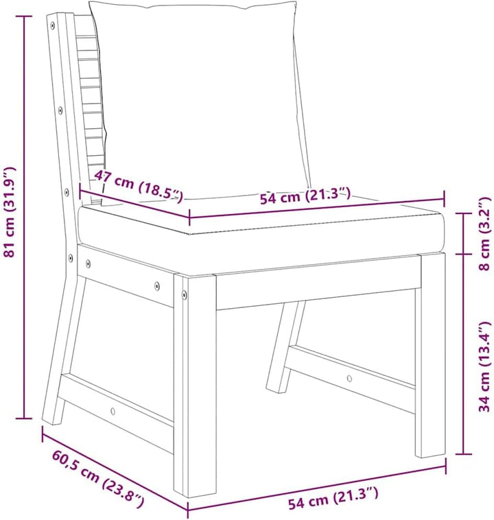 vidaXL Akazienholz Massiv Mittelsofa Modular mit Cremeweissen Kissen Sofa Lounge Gartensofa Sessel G
