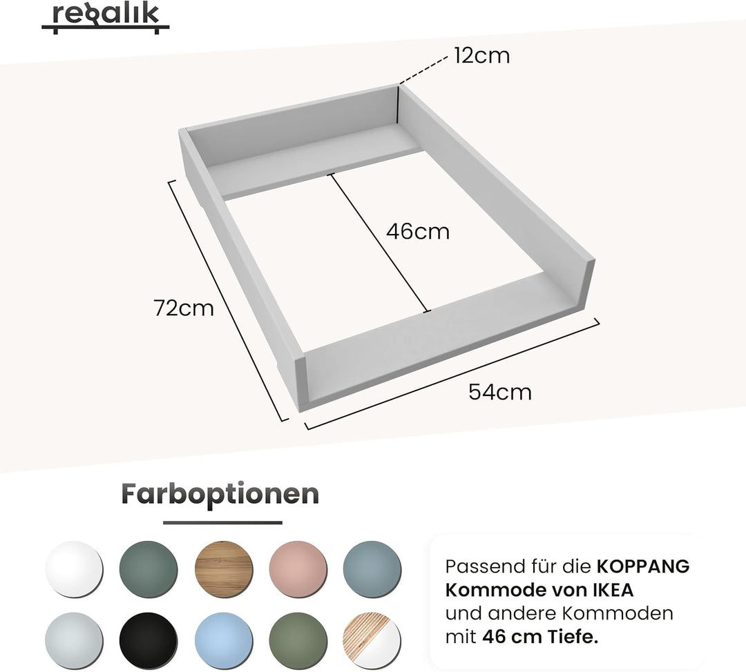 Wickelaufsatz für Koppang von IKEA, Wickeltischaufsatz für 46 cm Kommoden, Abnehmbar Wickelkommode a