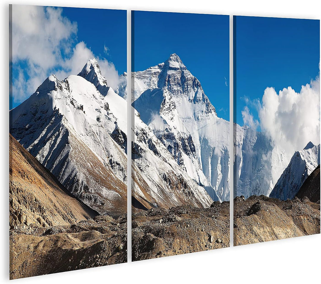 islandburner Bild auf Leinwand Mount Everest Bilder Wandbilder Poster Leinwand 130x80cm - 3 Teile, L
