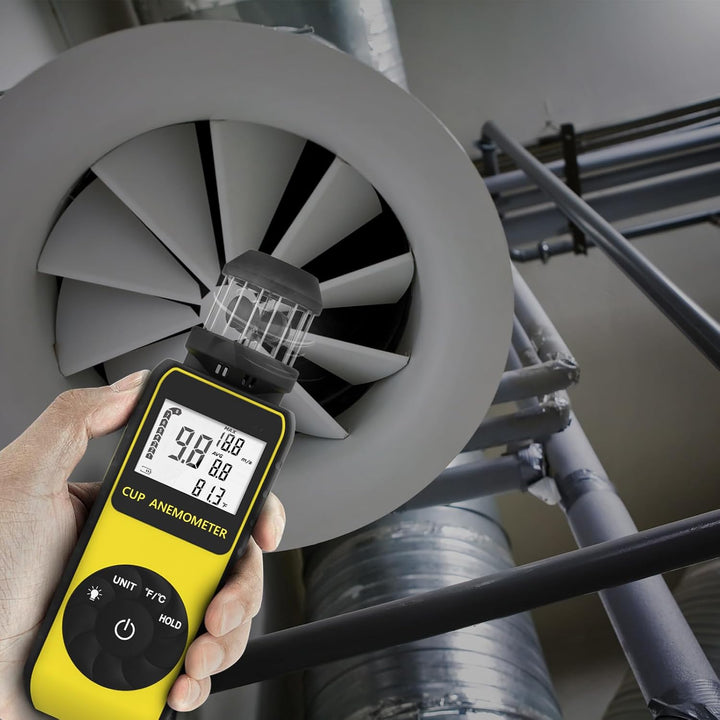SURLABA Digital Windmesser, XF-881M Cup Anemometer ±4% Hoher Genauigkeit Wind Gauge Misst MAX/AVG Wi