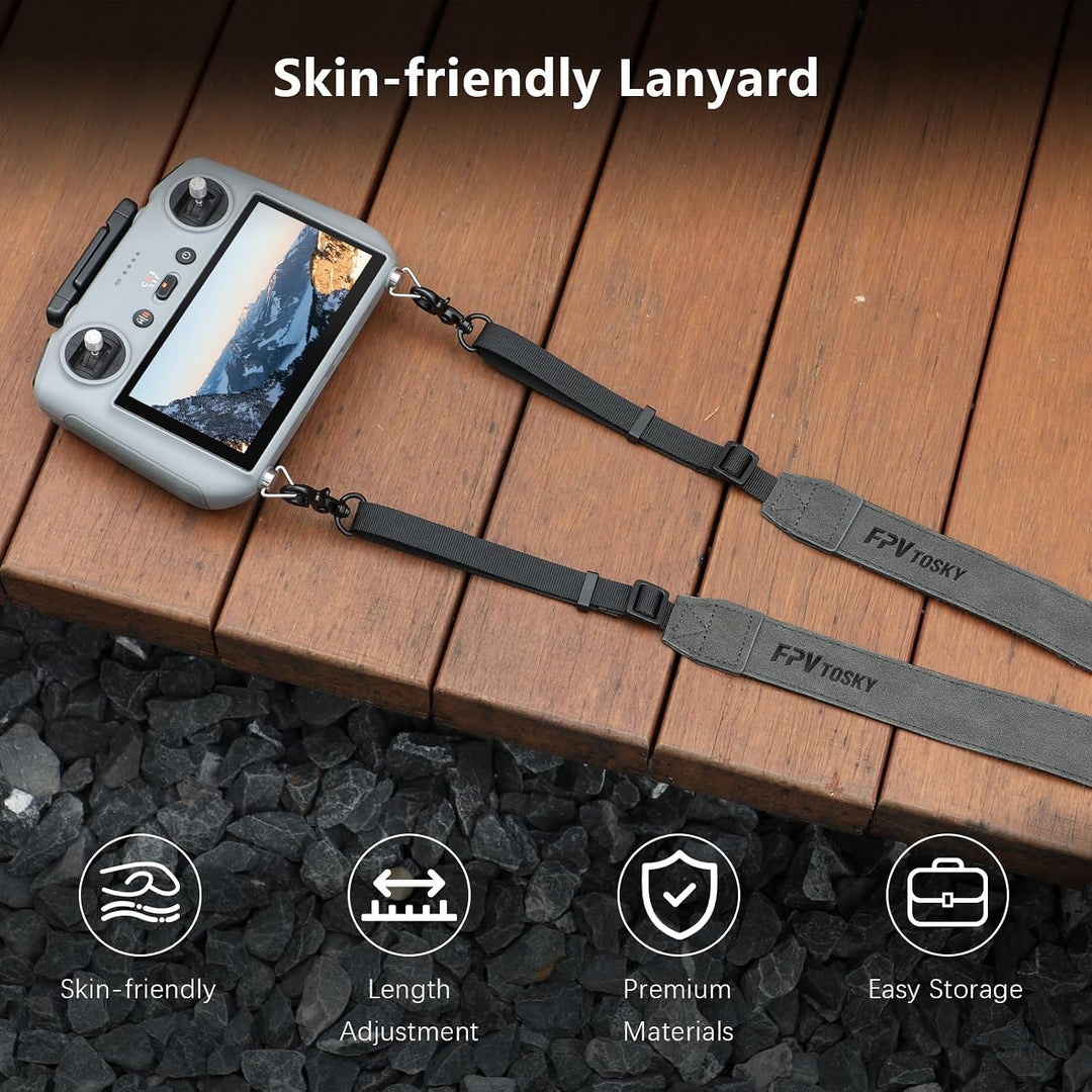 FPVtosky Lanyard Gurt für DJI RC/RC 2/RC Pro 2/Plus, Verstellbar aus Leder | Komfortables PU-Leder,