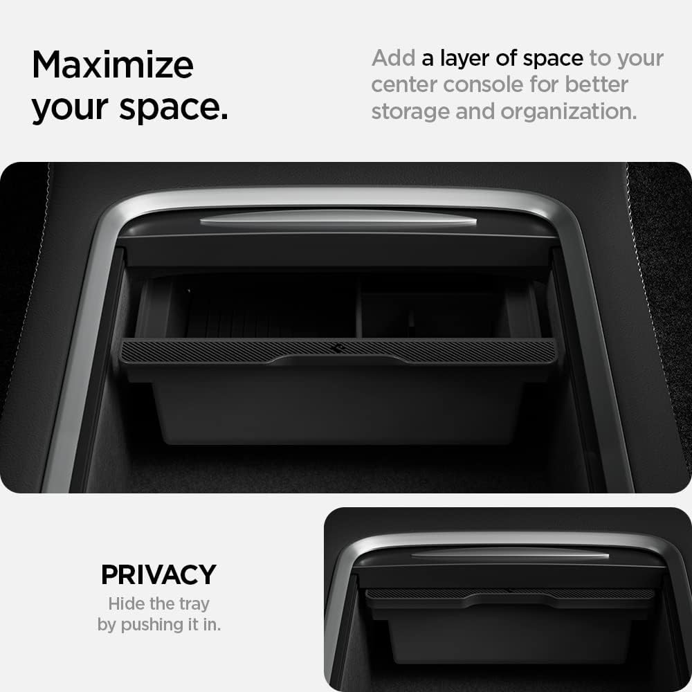 Spigen Mittelkonsole Organizer Armlehnenablage Zubehör für Tesla Model 3 2021-2023 und Model Y mit S