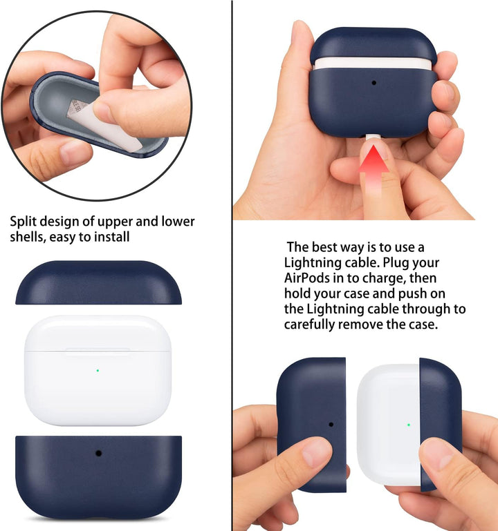 Maogoam für AirPods 4. Generation Case Leder, Echtes Crystal Oil Wax Rindsleder Case Cover für Apple