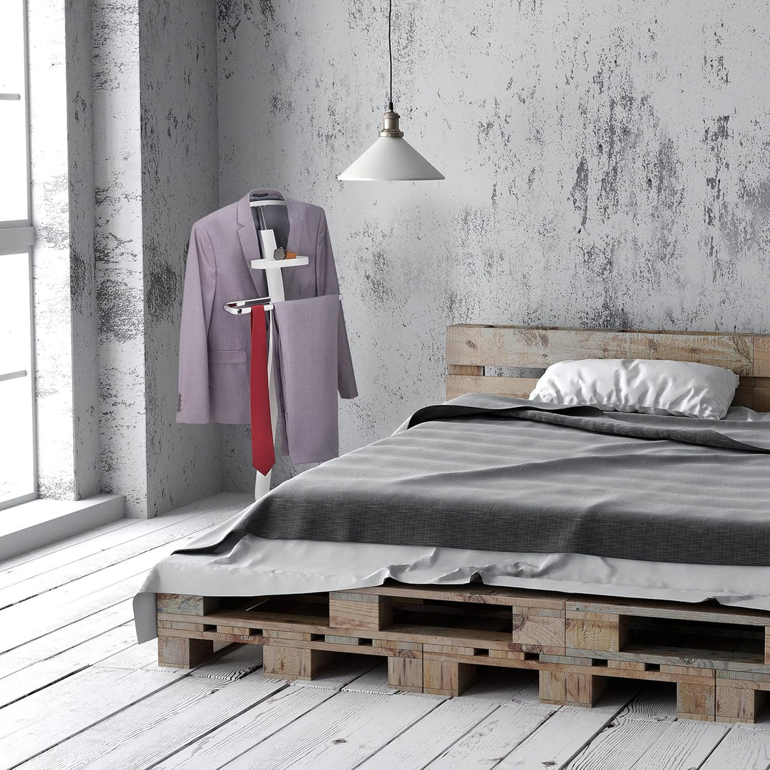 Relaxdays Herrendiener, mit Ablage, Kleiderbutler für Jackett & Hose, HBT: 112x46x32 cm, Stummer Die