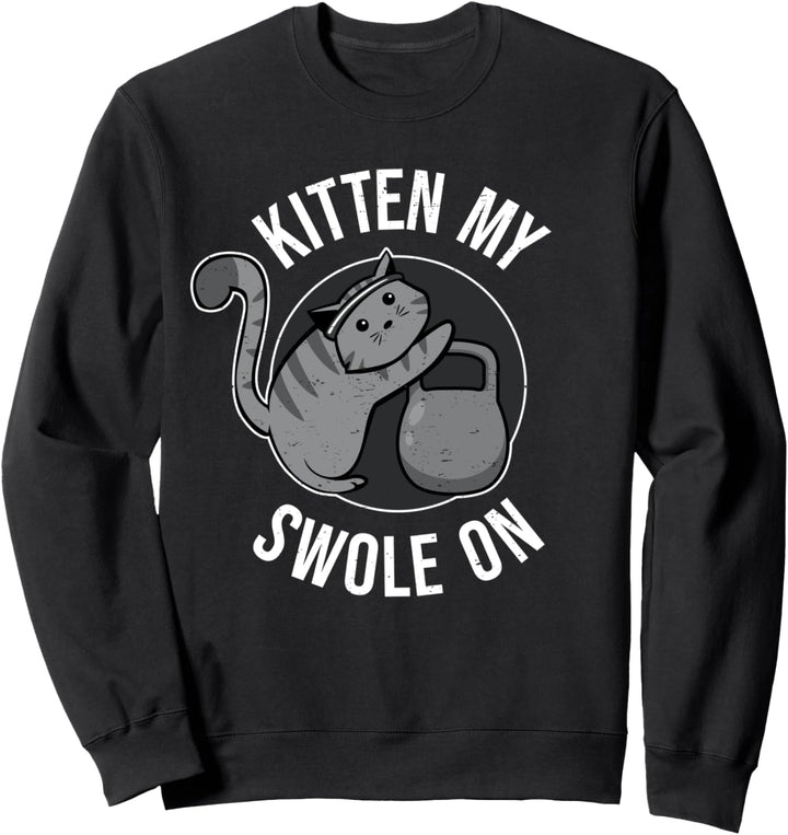 Lustiger Fitness Workout Athletik Spruch I Katze Kettlebell Sweatshirt