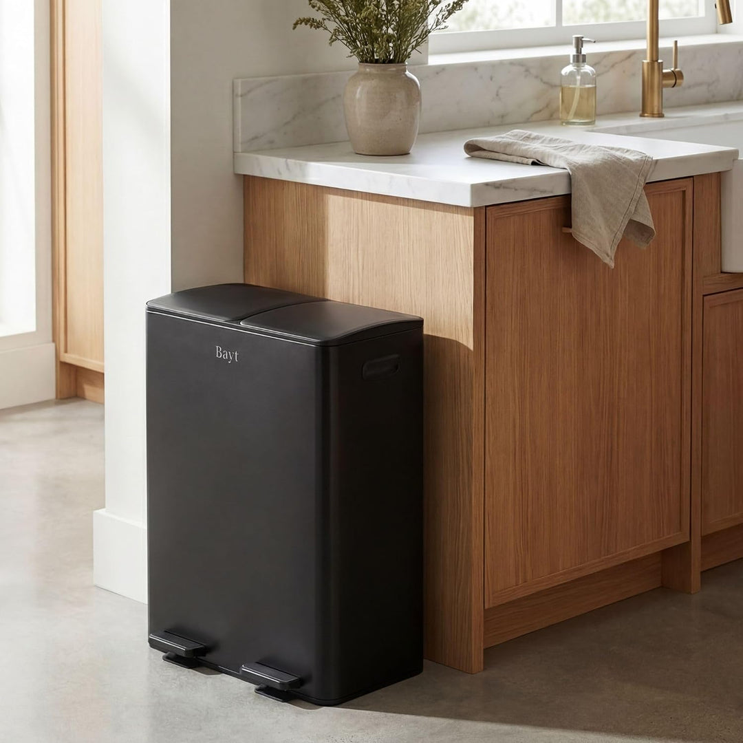 Bayt Abfalleimer - Abfalleimer 60 Liter (2x30) - Mülleimer 60 Liter - Treteimer - Mülleimer Abfalltr