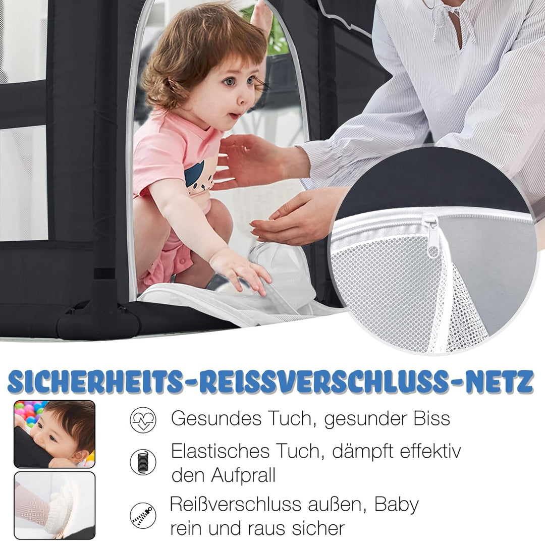 Aufun Laufstall Baby Laufgitter 300D Oxford Gewebe, mit Anti-Kollision Schaum Absperrgitter, Atmungs