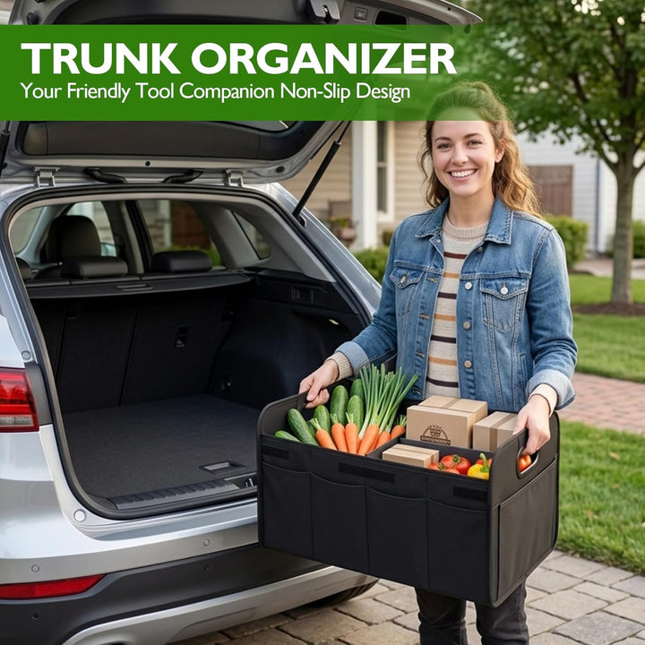 Kofferraum Organizer Auto 70L, Faltbare Kofferraumtasche mit Tragegriff, Grosse stabile Kofferraumbo