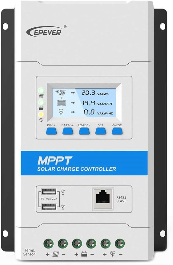 EPEVER® 20A MPPT Solarladeregler 12V/24V Automatische Erkennung der Systemspannung mit LCD-Display u