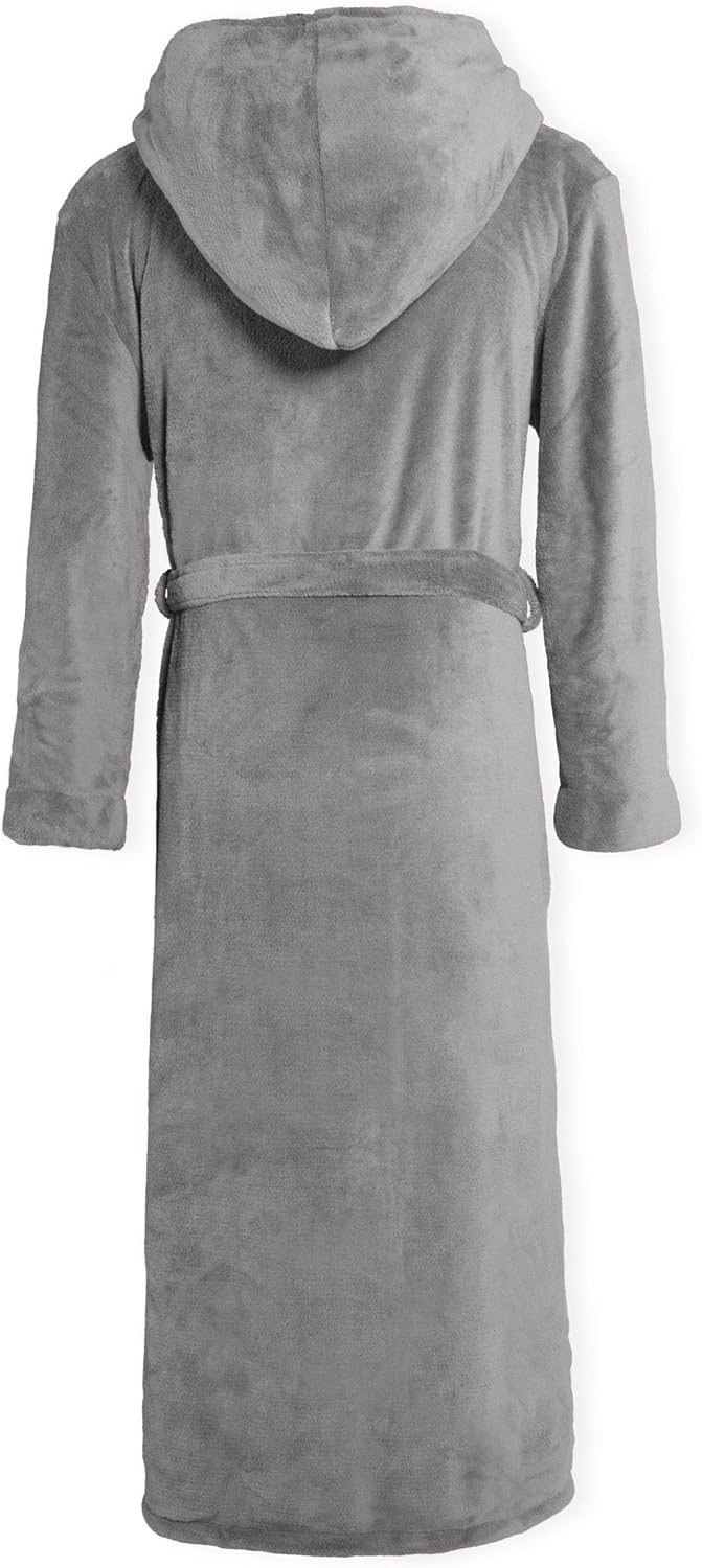CelinaTex Texas Bademantel Kapuze S anthrazit schwarz Mikrofaser Damen Herren Morgenmantel Coral Fle