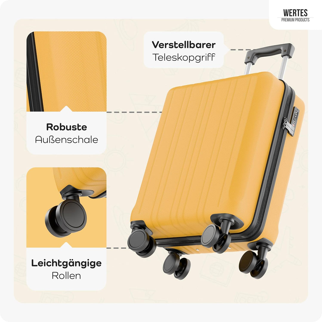 Koffer Set 3 teilig - TSA Schloss Kofferset platzsparend mit Doppelrollen, Reisekoffer, Koffer &amp; Tro