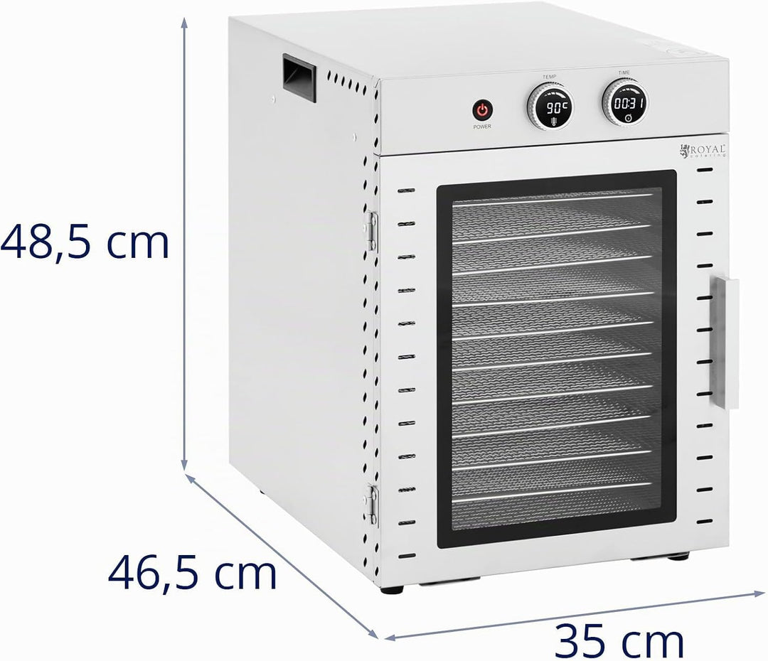 Royal Catering Dörrautomat 1000 W 12 Etagen 40 l Timer bis 24 h 20-90 °C Edelstahl Dörrgerät für Bee