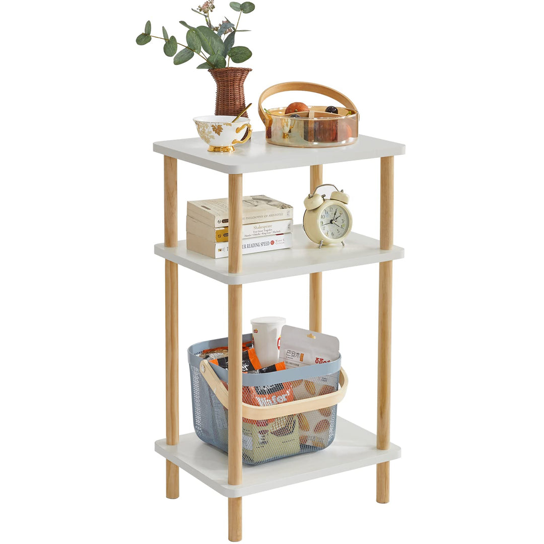 IBUYKE Holz Beistelltisch, Nachttische mit 3 Ebenen, 39x29x68.5cm, Couchtisch, Sofatisch, für Schlaf