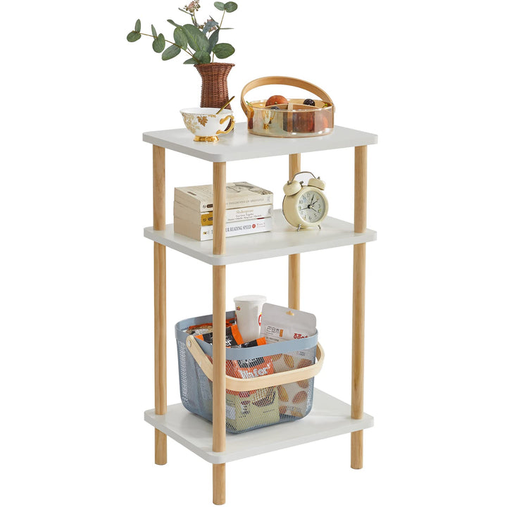 IBUYKE Holz Beistelltisch, Nachttische mit 3 Ebenen, 39x29x68.5cm, Couchtisch, Sofatisch, für Schlaf