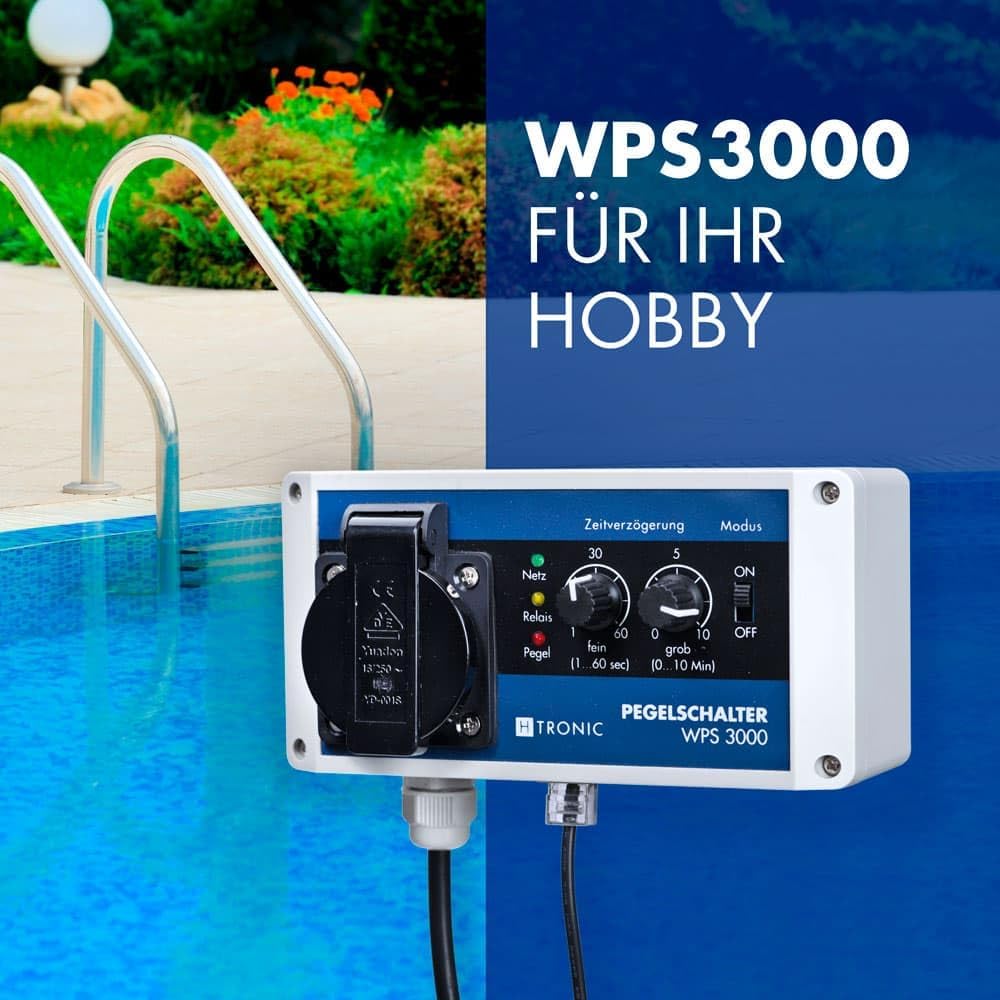 H-Tronic WPS 3000 Wasserpegelschalter mit Wassersensor und 10m Sensorkabel 3000W Wassermelder