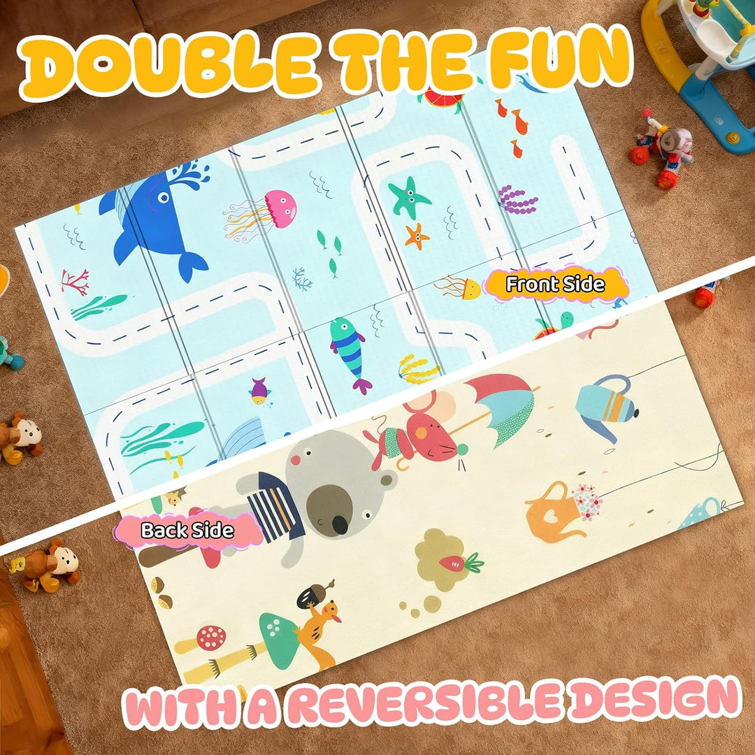 Huracan Premium Spielmatte Baby, Krabbelmatte Kinder 180x120cm, EXTRA DICK 10mm Beidseitig Babymatte