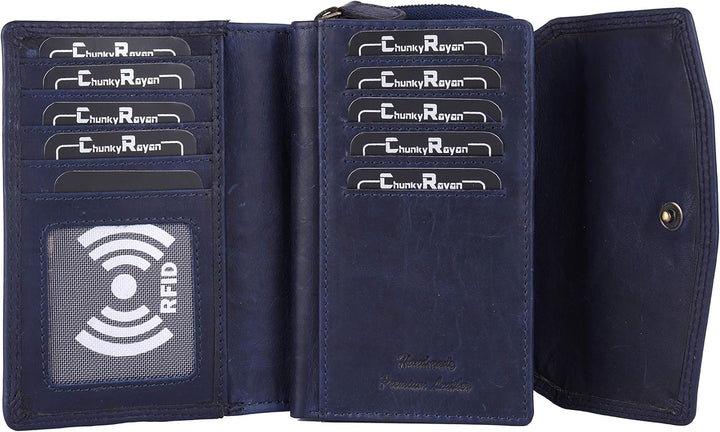 Chunkyrayan Echtleder Damen Geldbörse Hochwertig Vintage RFID Schutz inklusive Leder Schlüsselanhäng