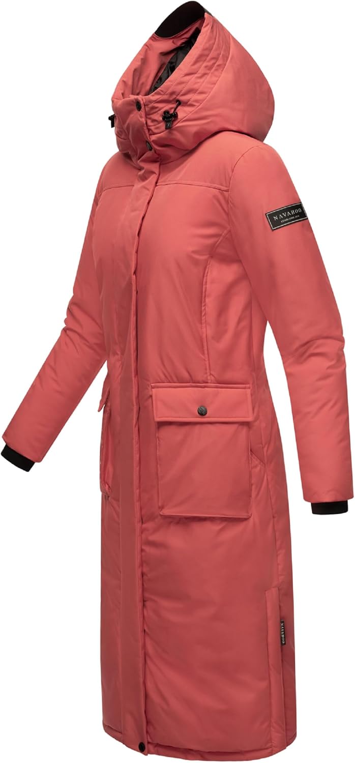 Navahoo Damen Wintermantel Warmer Mantel extralang mit Kapuze Wolkenfrost XIV XS-XXL XXL Rouge, XXL