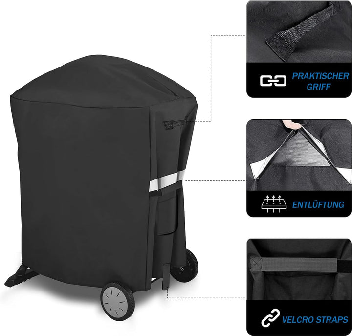 7113 Grillabdeckung für Weber Q100/Q200 Serie mit tragbarem Wagen, 81x43x89CM Grill Abdeckung Ersatz