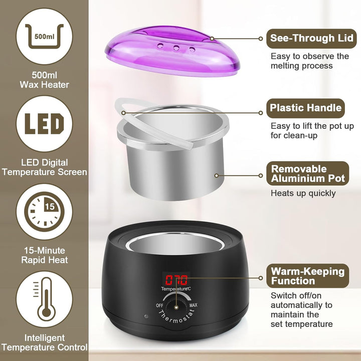Warmwachsgerät Waxing Set Wachs Haarentfernung Wax Maschine Warmwachs Enthaarungswachs Wachswärmer H