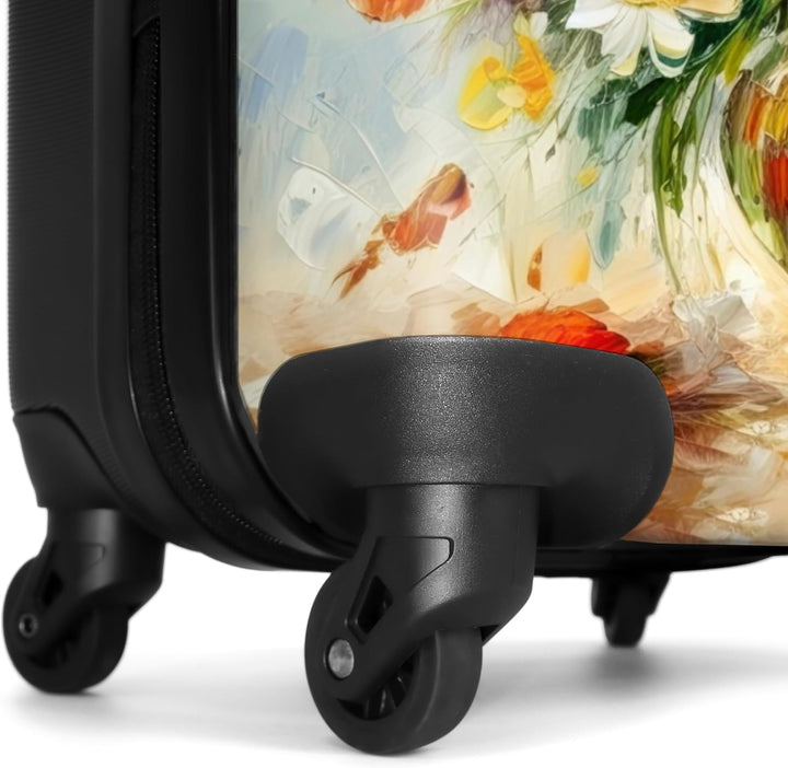 NoBoringSuitcases.com® Koffer Handgepäck Trolley Rollkoffer Kleine Reisekoffer mit 4 Rollen - Blumen