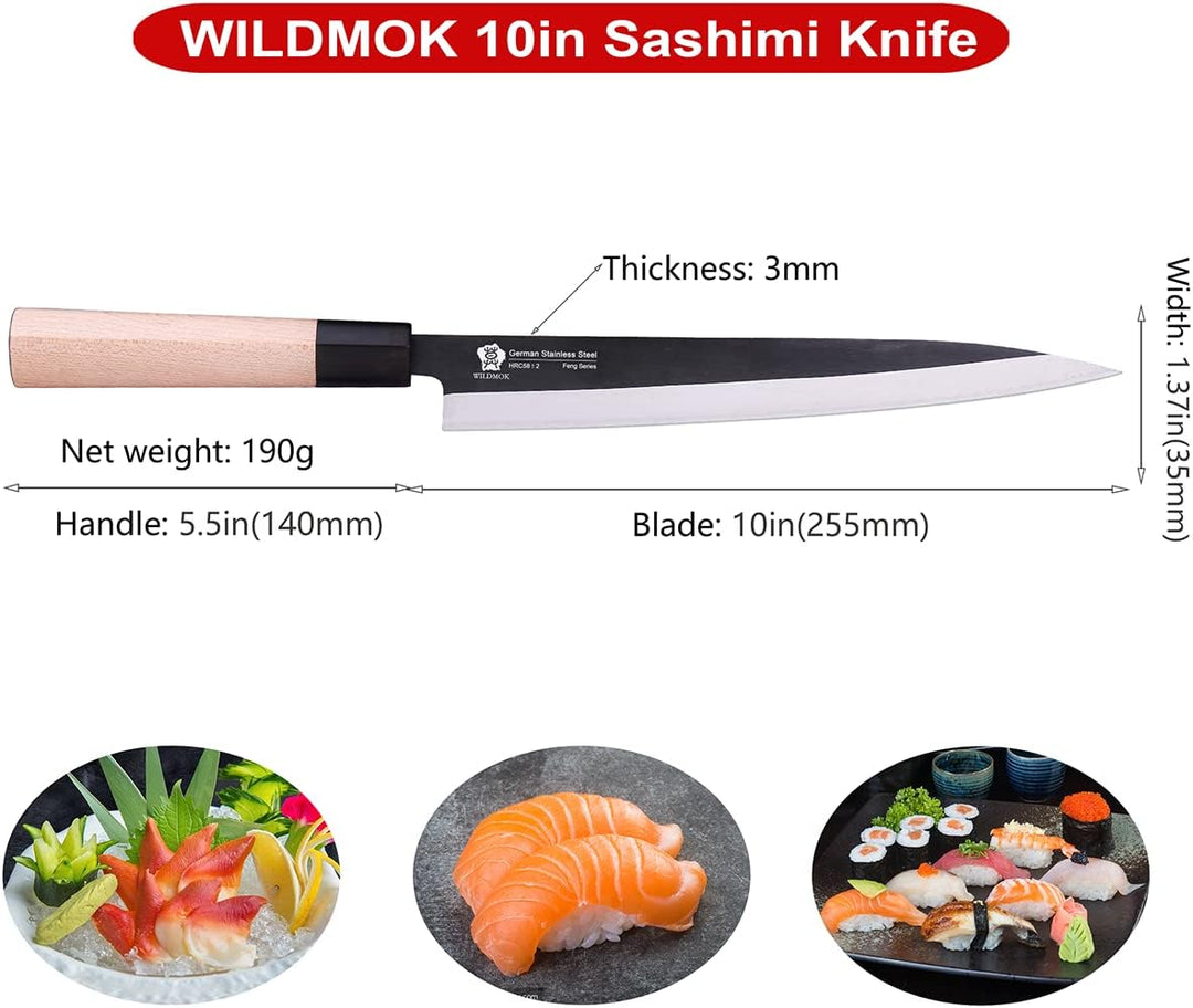 WILDMOK Sashimi-Messer 25,5 cm – Perfektes Yanagiba-Messer zum Schneiden von Sushi, Filetieren und Z