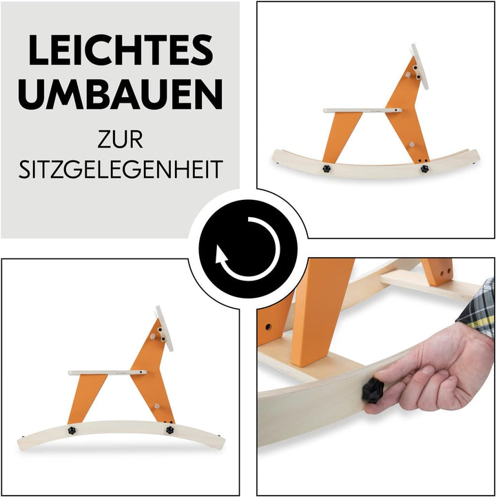 hauck Schaukeltier für Kleinkinder Rock N Swing ab 18 Monate bis 50 kg, Schaukelpferd Holz (FSC® Zer