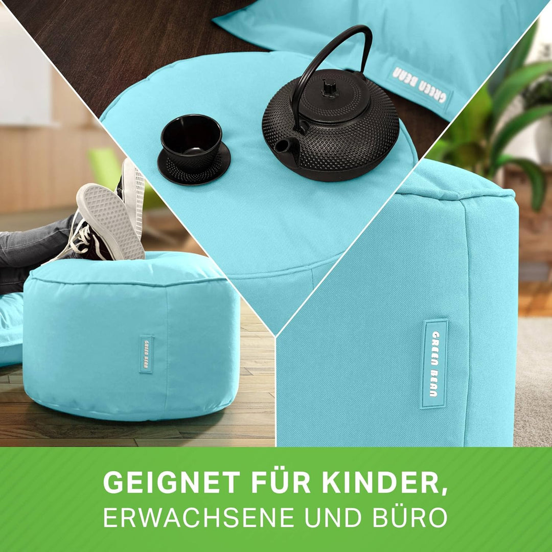 Green Bean Sitzsack-Hocker 45x25cm mit EPS-Perlen Füllung - Fusshocker Fusskissen Sitz-Pouf für Sitz