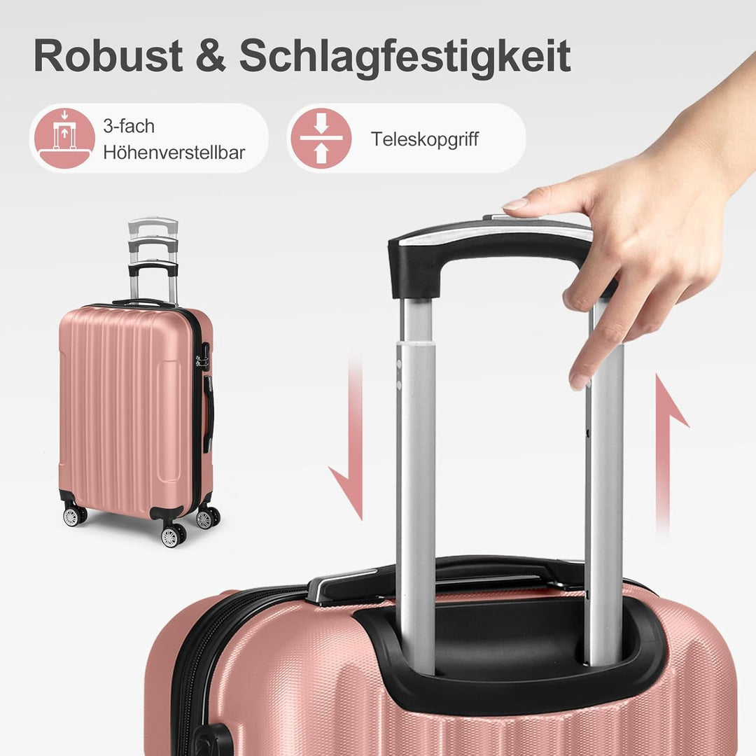 LEADZM Kofferset 5 teilig mit Kosmetikkoffer, Koffer Set Hartschalen-Trolley aus ABS, Reisekoffer Se