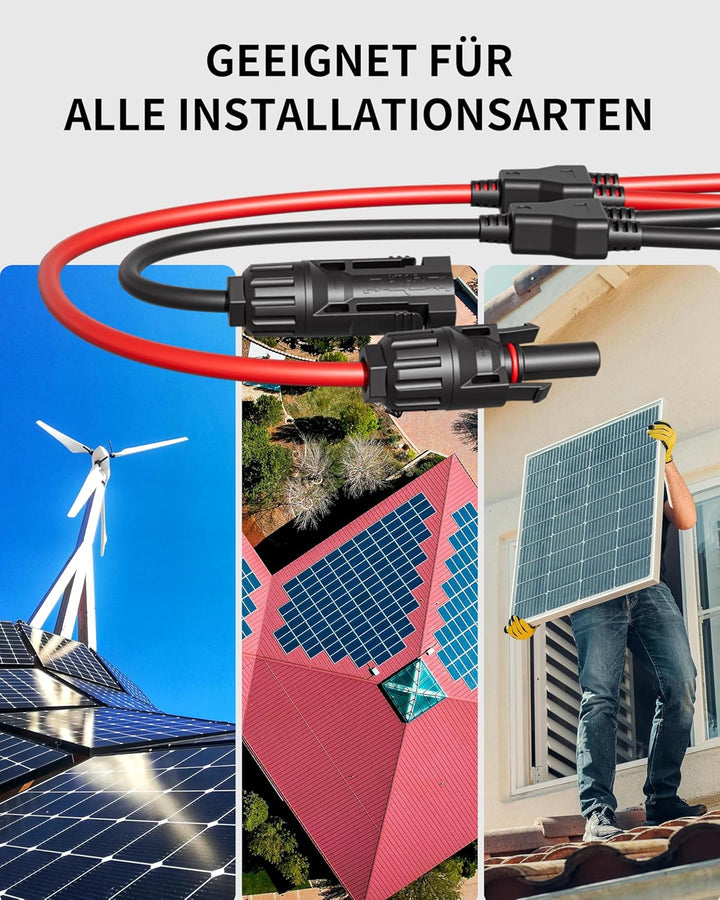 enernova 6 mm² Solarkabel Y Verteiler, 1Y2 Y Stecker Solar Paar, 10AWG Solar Y Kabel (M/MF und F/FM)