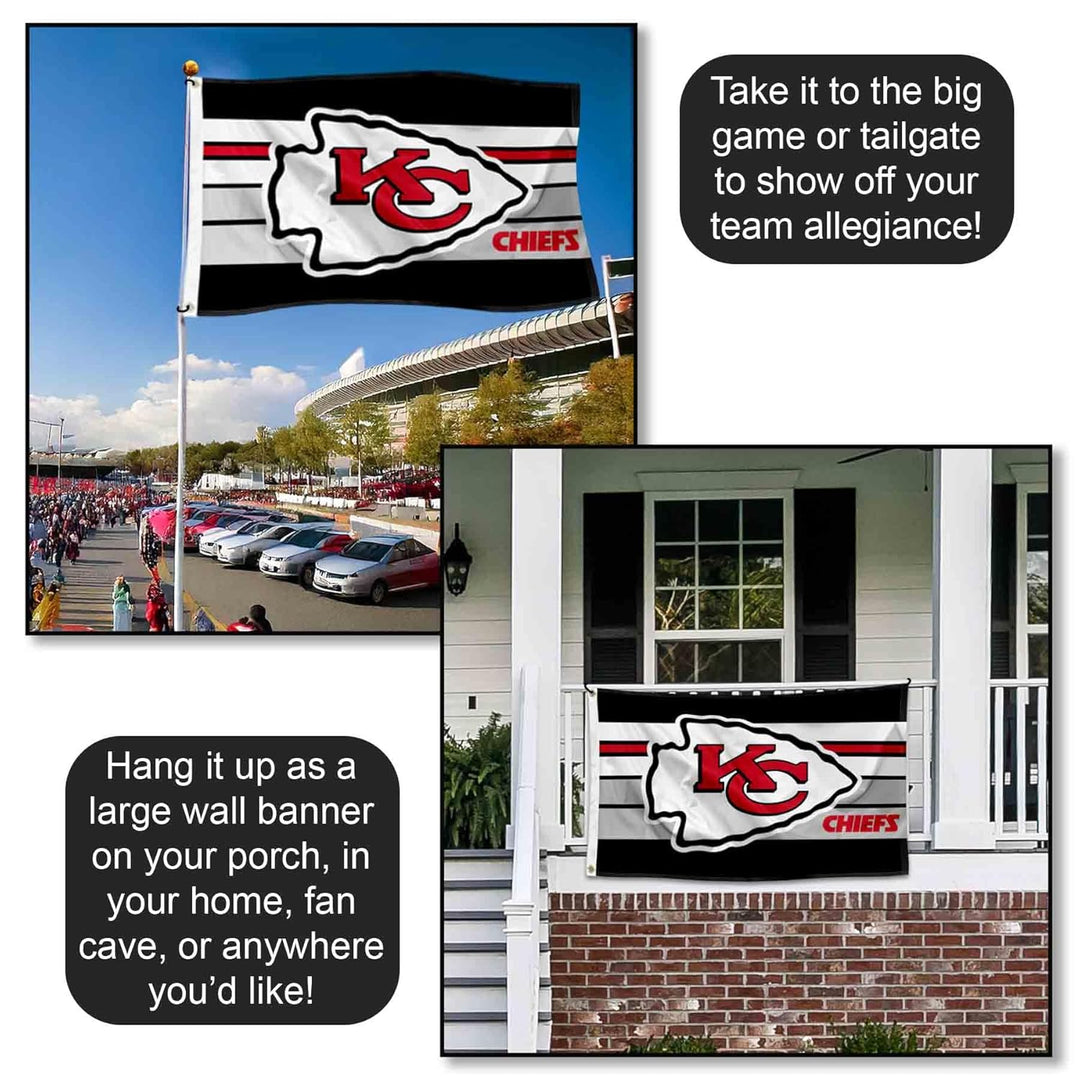 Kansas City Chiefs Retro Stripes Grosse Flagge 7,6 x 12,7 cm