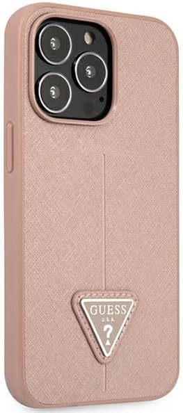 GUESS GUHCP14LPSATLP Hülle für iPhone 14 Pro 6,1" rosa/pink hardcase SaffianoTriangle Logo
