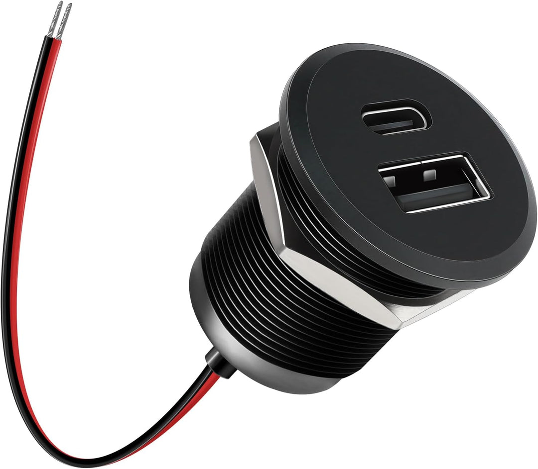 acegoo USB C Steckdose 12V Wohnmobil Ladegerät Vollaluminium, Typ C USB Anschluss PD3.0 QC3.0 KFZ Bu